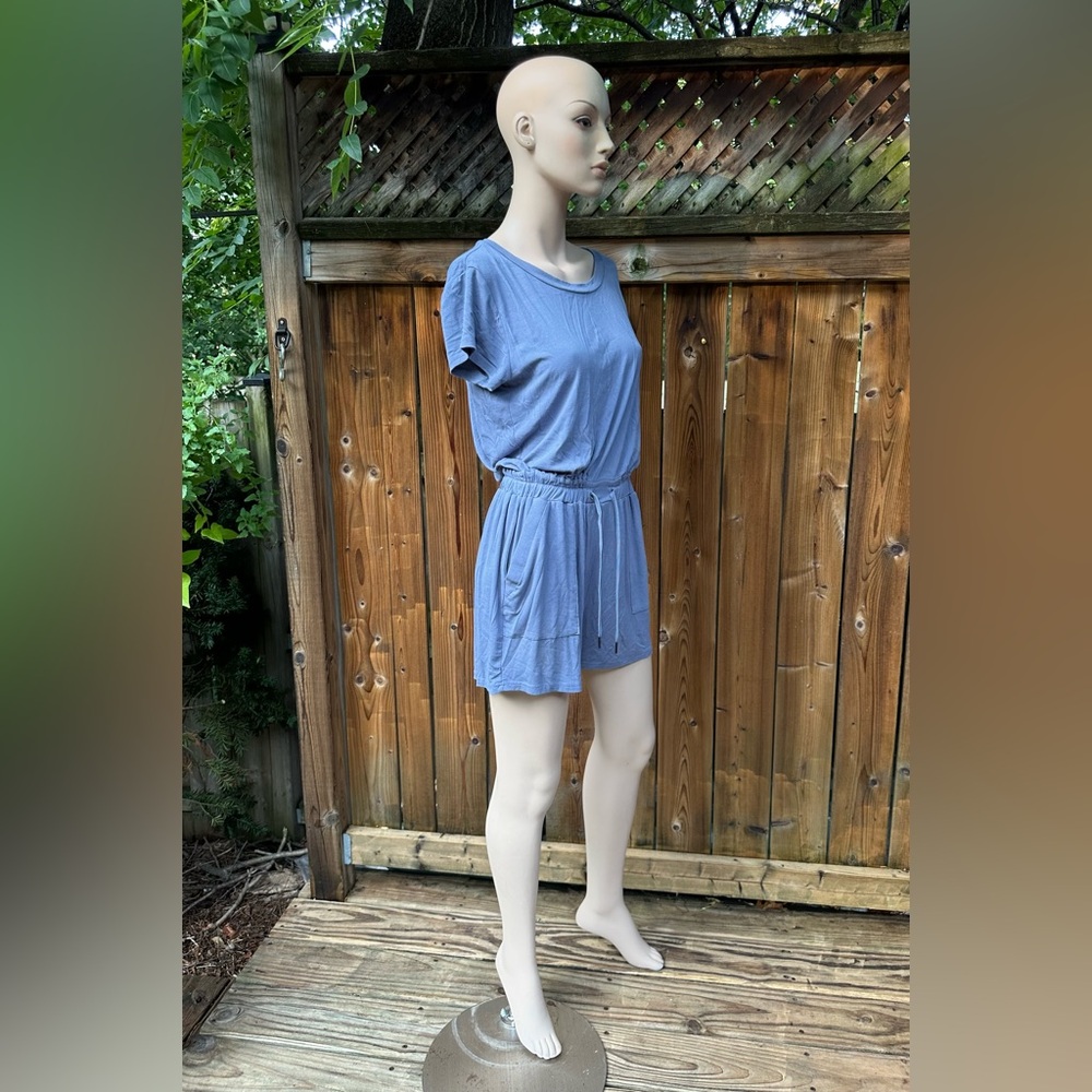 Cute Blue Short Sleeve Romper